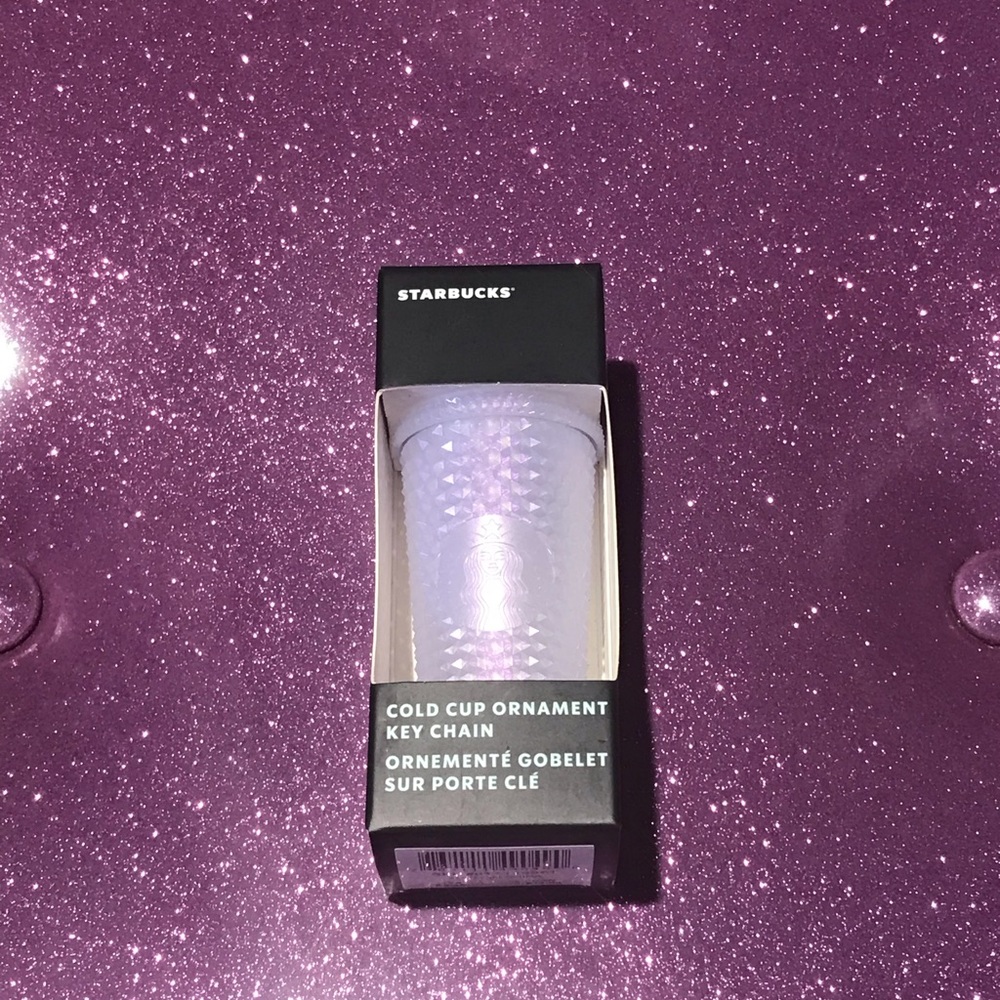 🦩NWT Icy Lilac Studded Mini Venti Keychain Ornament Starbucks 🦩